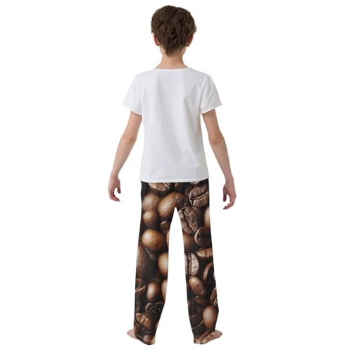 ZZXXB Coffee Bean Boys Long Pants Soft Trousers Elastic Waist Kids Lounge Bottoms with Pockets S-XL3