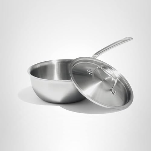 Made In Cookware – 2 Quart Stainless Steel Saucier Pan – 5 Ply Stainless Clad – Professional Cookware – Crafted in Italy – Induction Compatible