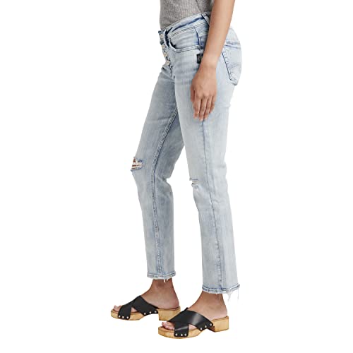Silver Jeans Co. Womens Suki Mid Rise Curvy Fit Straight Crop Jeans - Legacy2