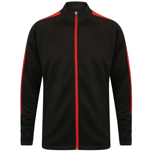 Finden & Hales Mens Contrast Panel Knitted Tracksuit Top (XS) (Black/Red)