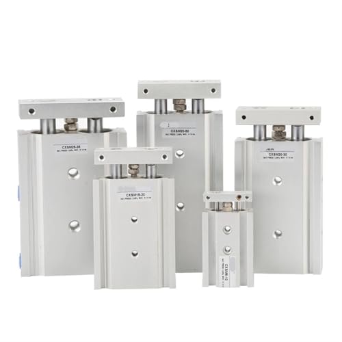 Vérin pneumatique double tige CXSM20 course 50mm guidage double axe cylindre compact - 6