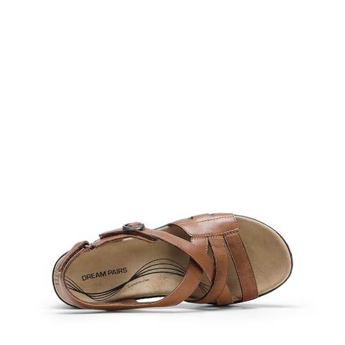 Image of DREAM PAIRS Women's Open Toe Wedge Sandals Walking Shoes | Cushioned footbed with supportive comfort for walking, vacations, beach outings, shopping and everyday summer wear