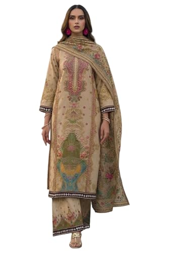 Image of ANNI Designer Women Rayon Viscose Printed Straight Kurta with Palazzo and Dupatta | Three Piece Ethnic Kurta Palazzo Set for Women | Indian Traditional Dress