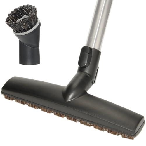 Portek Hard Floor Brush Intended for Miele Vacuum Cleaners, 12' Floorhead Dusting Brush Vacuum Attachments with Horsehair Bristles Ideal for Hardwood Cleaning, 2.5' Low Height Fit Under Low Furniture
