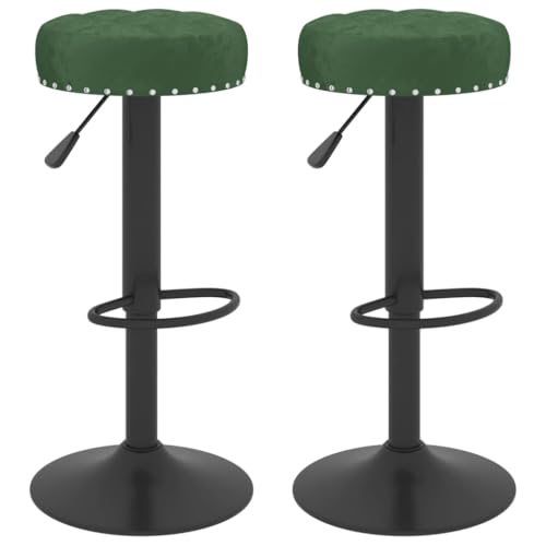 Tabourets de bar en velours vert et acier au design épuré