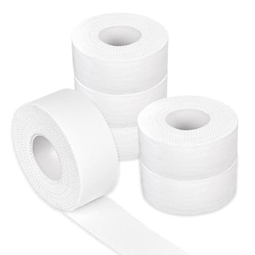 6 rollos de esparadrapo, esparadrapo blanco, esparadrapo inelástico, esparadrapo desgarrable, esparadrapo autoadhesivo para balonmano fútbol voleibol todos los deportes Cinta deportiva