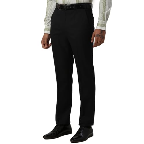 Image of Park Avenue Men's Polyester Blend Structure Pattern Smart Fit Flat Front Formal Trouser