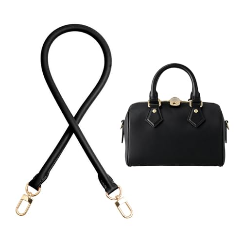 Image of Bag Genuine Vachetta Leather Shoulder Short Strap Replacement Fit for Graceful Damier or Speedy25 30 35(Black)