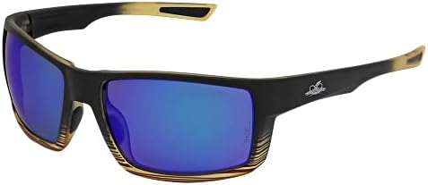 Bullhead Safety Eyewear BH2679PFT Sawfish, Tortoise Frame/Temple with Black Fade, Polarized Performance Anti-Fog Blue Mirror Lens, Black TPR Nose Piece and Temple Ends