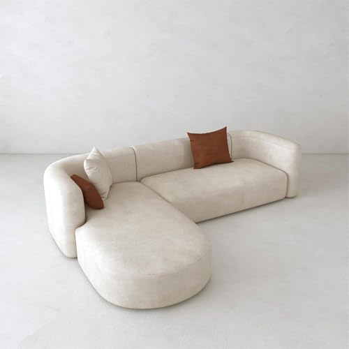 Image of Rosewood ! Modern Classic L Shape Sectional Sofa Set, Chesterfield Style 4 Seater Sofa Set with Pillows for Living Room, Bedroom and Office and Hallway Colour (L-Shape RHS Beige)