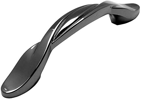 Cosmas 10 Pack 9009BN Black Nickel Twist Cabinet Hardware Handle Pull - 3 Hole Centers