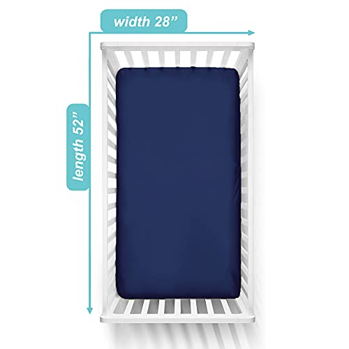 Image of American Baby Company 100% Natural Cotton Percale Fitted Crib Sheet for Standard Crib and Toddler Mattresses, Navy, Soft Breathable, for Boys