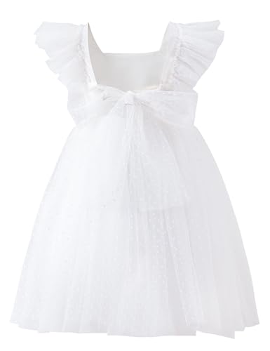 Image of Tutu.kk Toddler Girls Vintage Party Dress Ruffled Sleeve A-Line Tulle Flower Girl Dresses for Wedding,Birthday