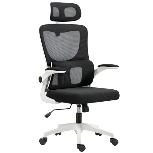 Vinsetto Fauteuil de Bureau, Chaise Ergonomique, Maille Respirant, accoudoirs relevables, pivotant, Appui-tête réglable et Support Lombaire, Hauteur d'assise...