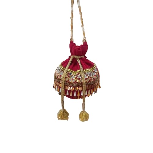 Velvet Embroidered beaded Potli Bag-image-49