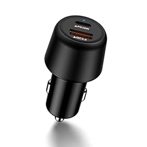Fast iPhone Car Charger Usbc, Dual Port USB C & A USB Cigarette Lighter Adapter 12 V USB Plug Outlet Automobile Cell Phone Car Block Super Fast Charging Android Cargador for Samsung Apple Type C Car