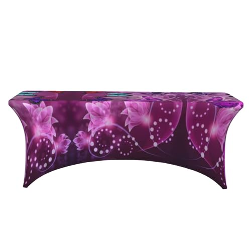 Housse de table extensible violette papillons 1m80 EdWal - 3