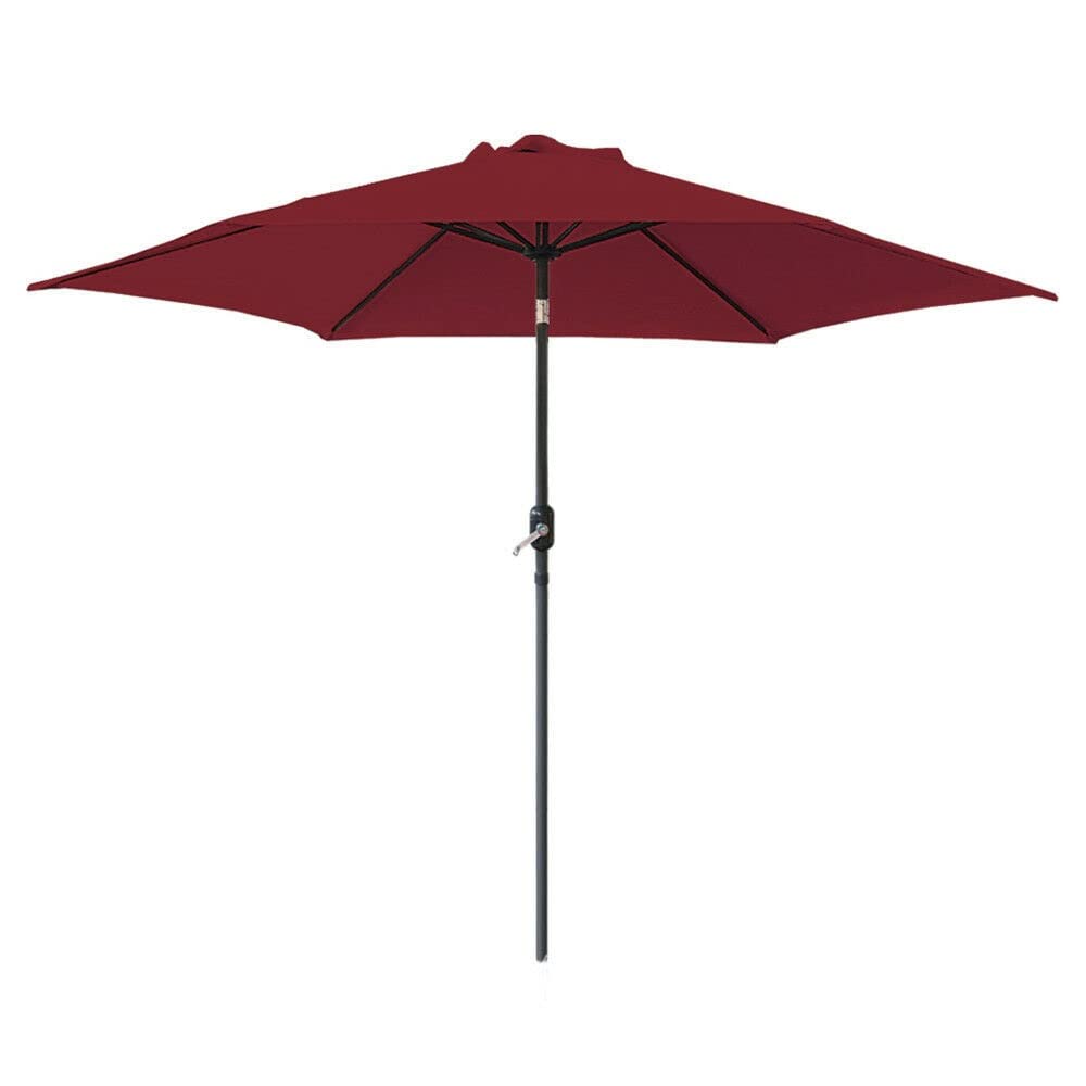 WDSOPK Garden Parasol Outdoor Sun Shade Canopy with Crank Tilt Wine 2.7M Patio Umbrella