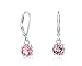 Buyless Fashion Hypoallergenic Surgical Steel Leverback Earring with Dangle Round CZ Stud-EDGRNDPNK