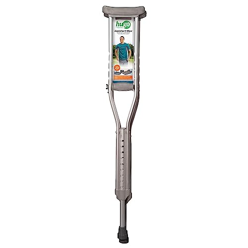 Hugo Mobility 721-790 Adjustable Aluminum Crutches for Walking, Youth Size Accomodates User Heights Between 4'6" and 5'2", Silver