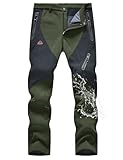 TBMPOY Men's Snow Pants Waterproof Winter Ski Fleece Lined Softshell Snowboard Warm Outdoor Hiking Army Green 34
