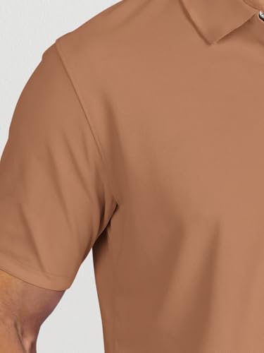 Image of BULLMER Trendy Solid Zipper Collar /Polo Neck Tshirt for Men