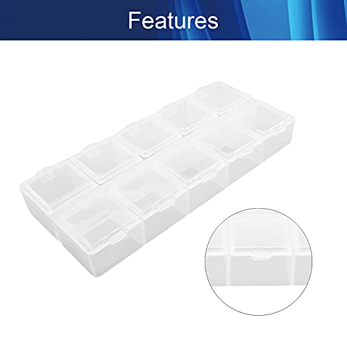 Image of Juvielich Clear Plastic Organizer Box,10 Fixed Grids Storage Container Jewelry Box for Beads Art DIY Crafts Jewelry Fishing Tackles 5.24 inchx2.36 inchx0.79 inch(LxWxH) 2PCS
