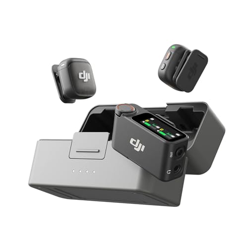 DJI Mic 3 (2 Sender + 1 Empfänger + Ladeschale), Funkmikrofon für iPhone/Kamera/Android, Ultraleicht, Adaptive Gain-Steuerung für ausgewogene Lautstärke, 28 Std. Nutzung, Vlog