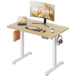 DEVAISE Electric Standing Desk Height Adjustable 100×60 cm, Sit Stand Desk with Memory Smart Pannel, Splice Board, Quiet Operation, Sturdy Metal Frame for Home Office, Maple