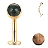GAGABODY 14G Navel Rings G23 Titanium Belly Button Rings Navel Barbell Stud Body Piercing Barbell Jewelry Green Agate 10mm