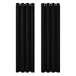 Deconovo Super Soft Thermal Insulated Curtains Eyelet Bedroom Blackout Curtains for Nursery 46 x 90 Drop Inch Black 2 Panels