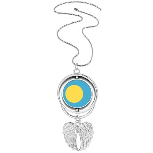 Collier Palaos avec pendentif ailes d'ange rotatif et drapeau de l'Océanie