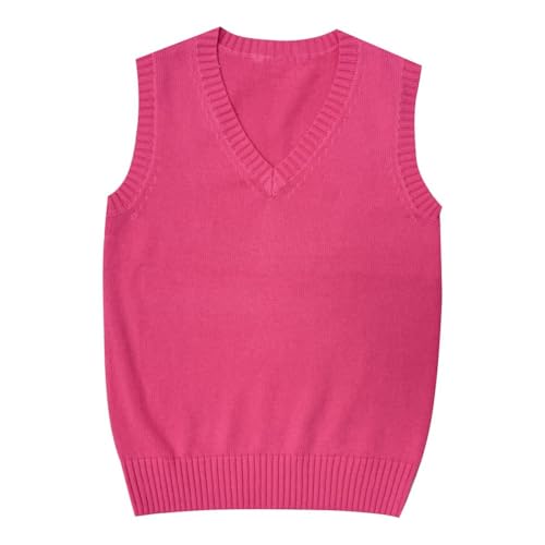 Image of Men Women Knitted Cotton V-Neck Vest JK Uniform Pullover Sleeveless Sweater School Cardigan