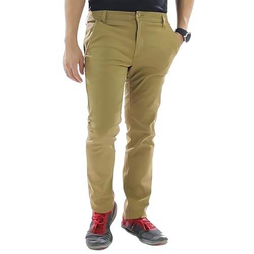 Access Men's Basic Casual Uniform Comfort Stretch Chino Pants (Dark Khaki, 52x32)