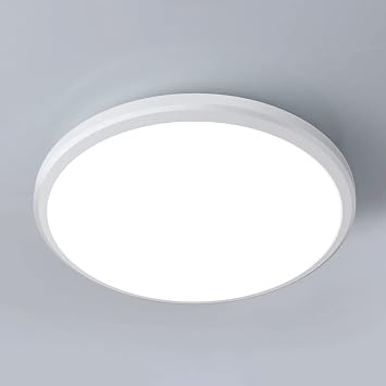 Bathroom Ceiling Light, Modern LED Ceiling Lamp, White Resin Ceiling Lights with Round Acrylic Shade, IP54 Waterproof Ceiling Lighting Fixtures for Hallway, Living Room 3-Color Mode