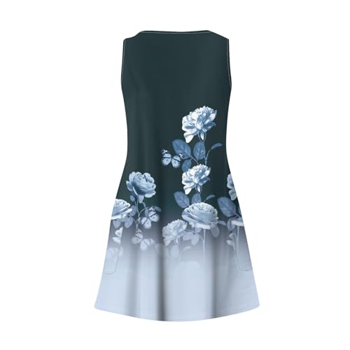 Image of Summer Dresses for Women 2026 Casual V Neck Sleeveless Sundresses Boho Beach Tank Dresses with Pockets