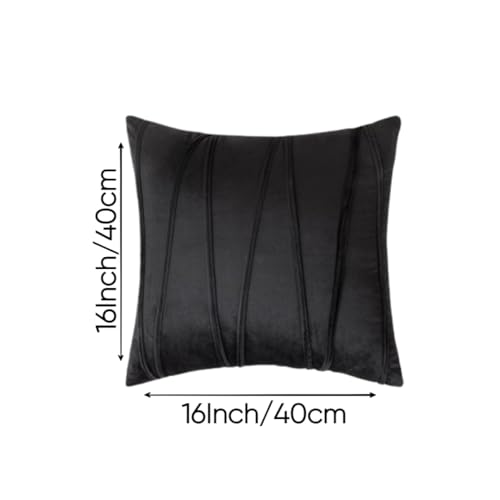 Image of Amazon Brand - Umi Decorative Striped Throw Pillow Covers 16 X 16 Inch,Soft Solid Velvet Pillow Covers Cushion Case with Zigzag Pattern for Sofa Bedroom 40 X 40 Cm (Pack of 2) Black