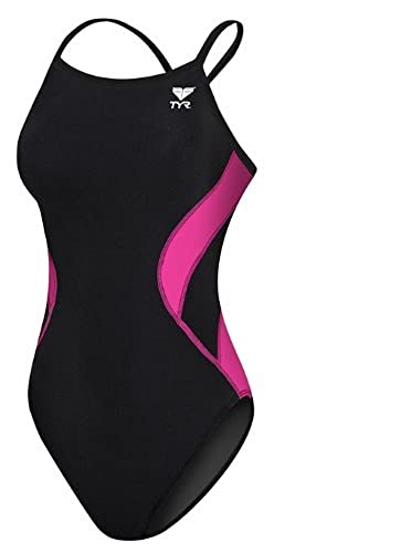 Maillot de bain pour fille TYR solide avec coupe diamant confortable pour l'entraînement.