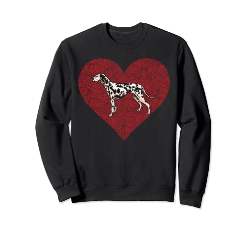 Dalmatian Valentines Day Dog Love Fingerprint Sweatshirt, Black