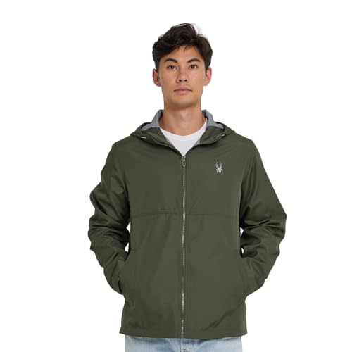 Spyder Packable Rain Jacket Men – Waterproof Windbreaker with Hood, Lightweight Rain Coat Slicker, Travel, Golf, Fishing