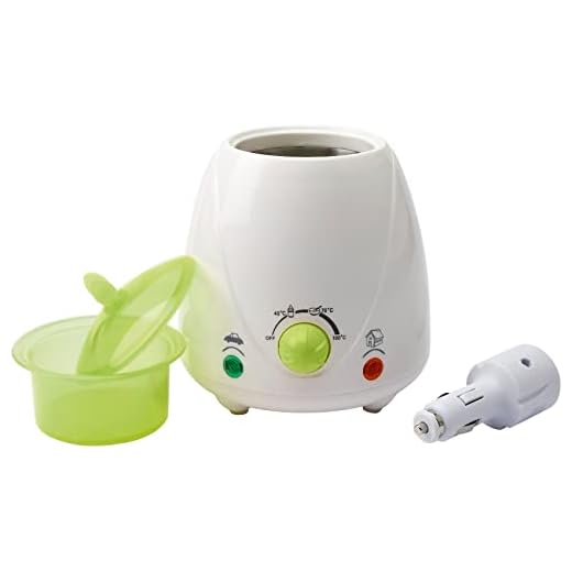 H+H BS 22 Mobiler Babykostwärmer (Stufenlos einstellbar, Weithalsflaschen, Optische Anzeige, Babyflaschenwärmer mit Warmhaltefunktion, Fläschchenwärmer für Auto und zu Hause)