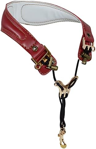 adorence Leather Saxophone Neck Strap - (Ergonomic, Breathable, Metal Swivel Snap Hook) Sax Neck Strap for Alto Tenor -Red
