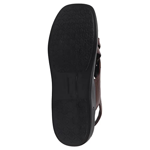 Image of FAUSTO Mens Leather Woven Sandals | Adjustable Buckle Closure | Ethnic Comfort Footwear For Daily Use, Office & Outdoor Wear | All-Day Comfort With Soft Insole