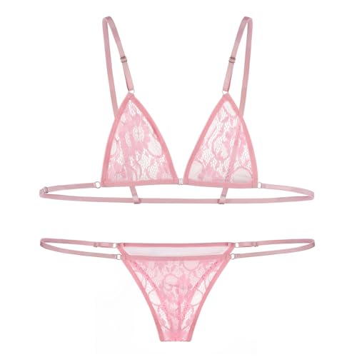 haozaikeji Men’s Sissy Lingerie Set Lace Sissy Bra and Thong Underwear Floral Crossdressing Nightwear Gay Brief2