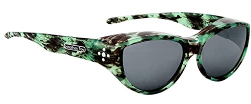 Jonathan Paul Fitovers Chic Kitty Emerald Cheetah Polarvue Grey Sunglasses (Emerald Demi, Medium)