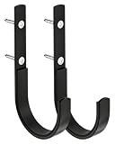 TAVYTH Schwerlast J-Haken Wandmontage 2er Pack, Metall schwarz rostfrei, als Wandhalterung für Handtücher Mäntel Taschen Gewehrhalterung, Waffenhalterung, Badezimmer Garage Eingang