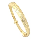 Edgda Fashion 18K Gold Plated Dragon Phoenix Pattern Adjustable Band Cuff Bracelet(Gold)