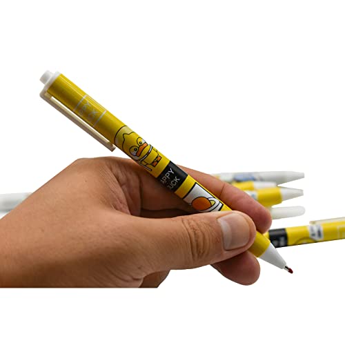 Lopenle 12Pcs Little Yellow Duck Print Pens Happy Lovely Duck Retractable Gel Pens Black Ink For Kids School Supplies Office Party Birthday. #TOP6