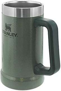 Stanley Adventure Vacuum Beer Stein 0.7L Hammertone Green  Travel Mug Keeps Beer Cold for 7 Hours - Stainless Steel Beer Stein with Handle - Vintage Beer Stein - Dishwasher Safe