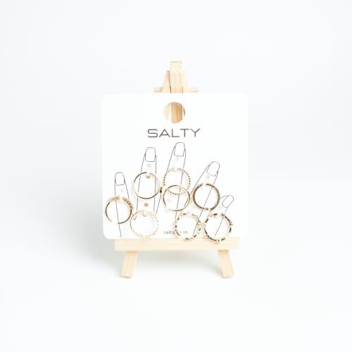 Image of SALTY Anti Tarnish Set of 8 Stairway to Bliss Stack Finger Ring for Women | Adjustable Fancy Jewellery Design | Fashion Accessories for Girls | Minimal Jewelry | Ideal for Gifting | Marriage, Birthday | Gift for Valentine Day